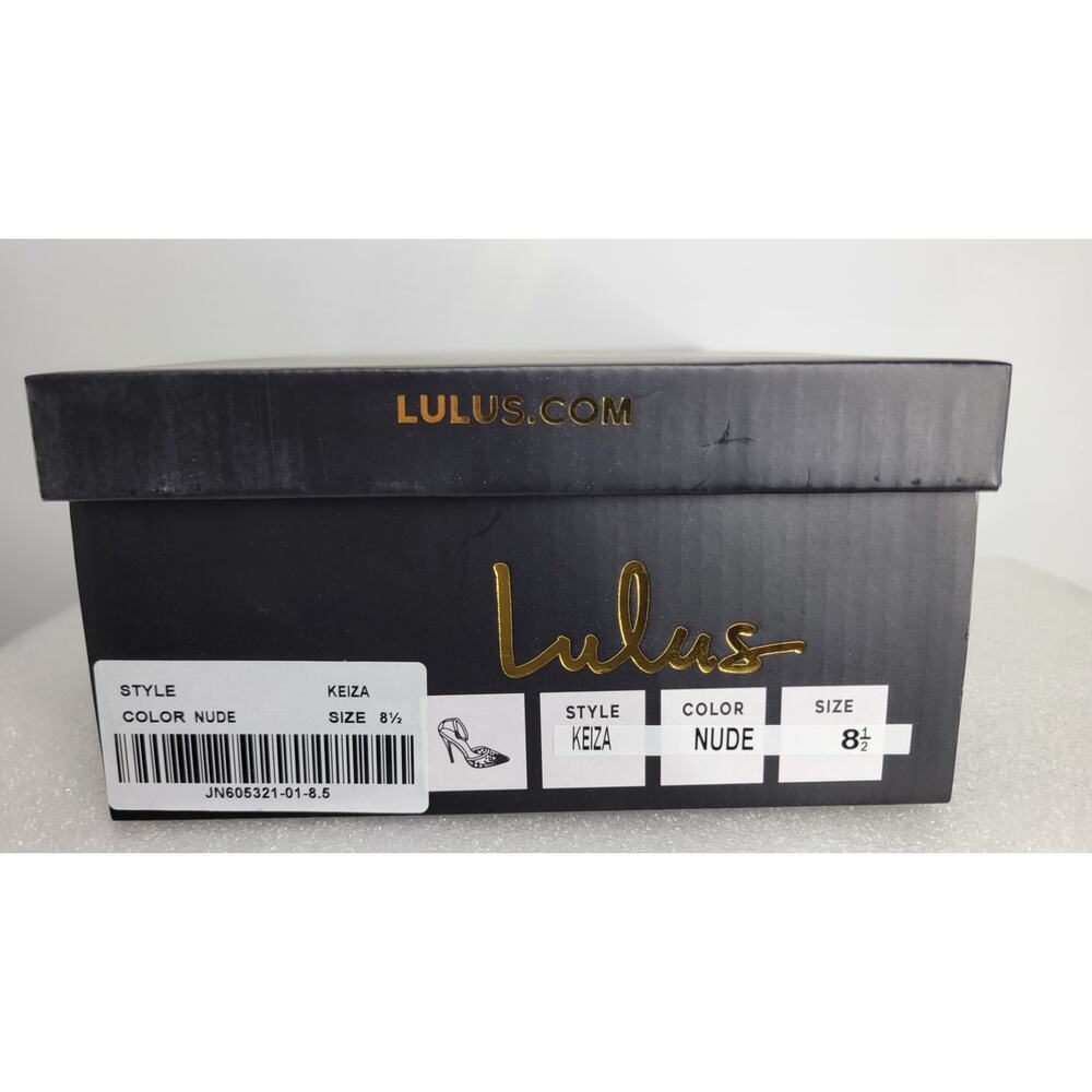Keiza Light Nude Patent Rhinestone Pointed-Toe Ankle Strap Pumps Size 9 - Picture 8 of 8